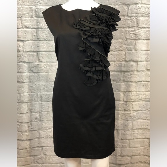 Mint Velvet Dresses & Skirts - Mint Velvet Women's Size UK 10 US 8 Black Zipper Ruffle Detail Event Dress
